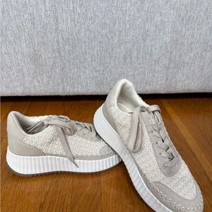 Beige and White Textured Sneakers
